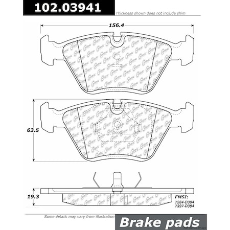 Centric Parts Metallic Brake Pad W/Shims, 102.03941 102.03941